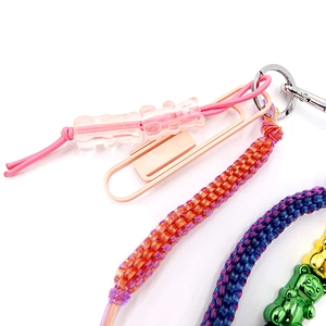 Custom Key Ring with Colorful cord and Bear by Handmade