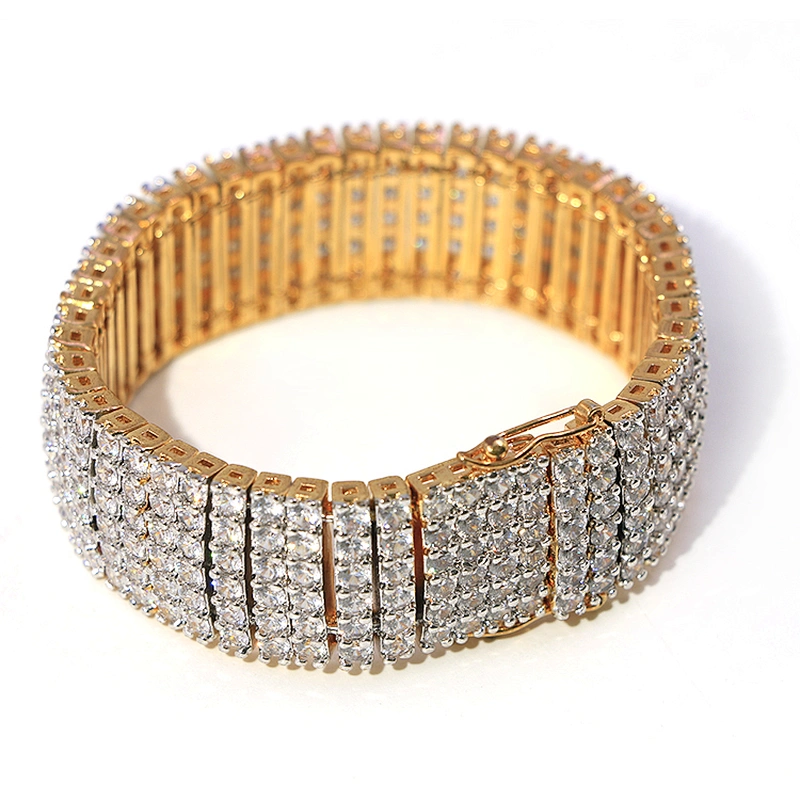 Hit-Hop Style Jewelry Brass CZ shiny Bracelet with Gold Plated