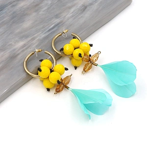 Bead Earrings Korean Fashion Dangle Bohe Jewelry Feather Statement Earrings Custom