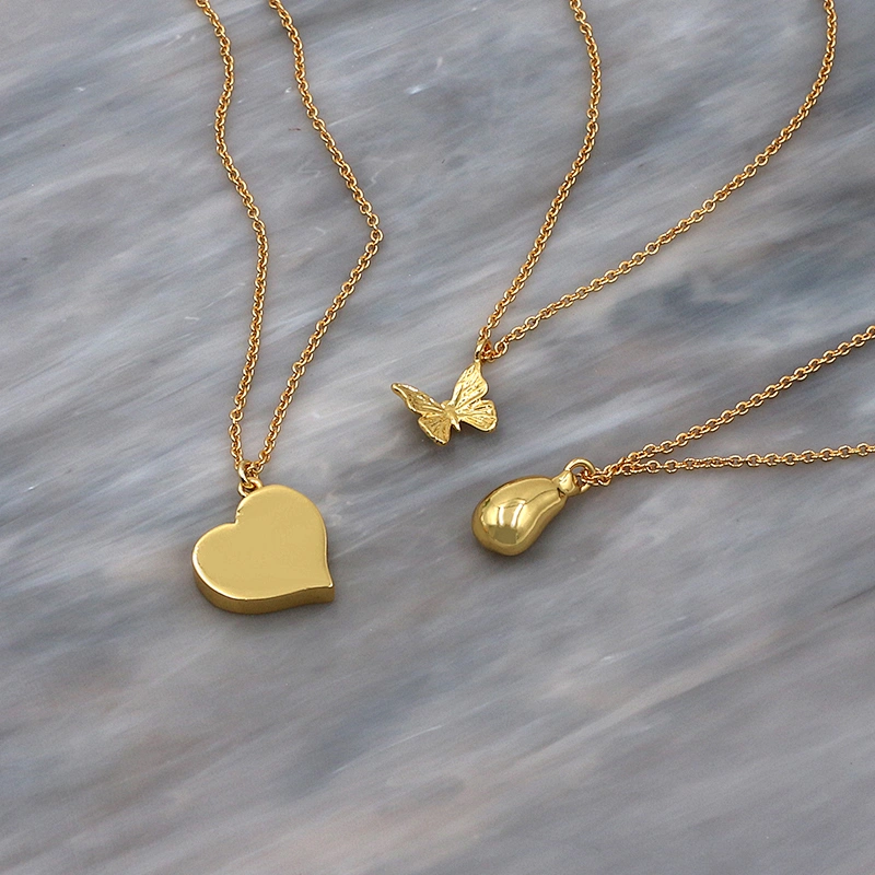 Fashion Multilayer Heart Butterfly Bead Brass Necklace