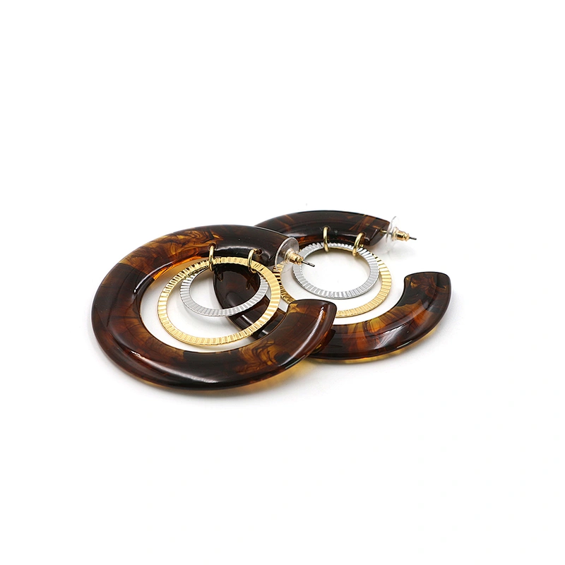 Fashion Trendy Acetate Hoop Earrings Customization Woman Jewelry China Resin Earring Accessories
