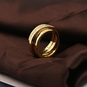 Fresh design 18K gold plated multi layer spiral ring