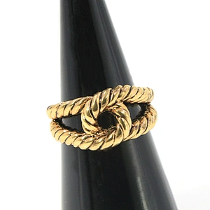 Fashion design twisted rope gold plated ring for girl