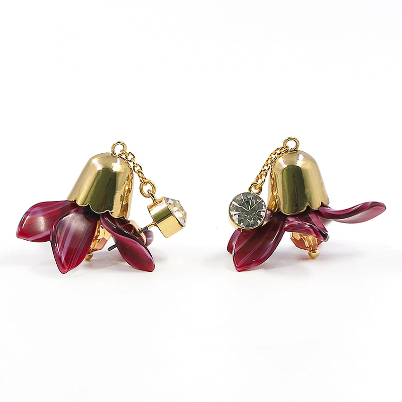 Crystal Acetate Bloom Flower Earrings Dangle Custom Jewelry Woman Bohemia Earring