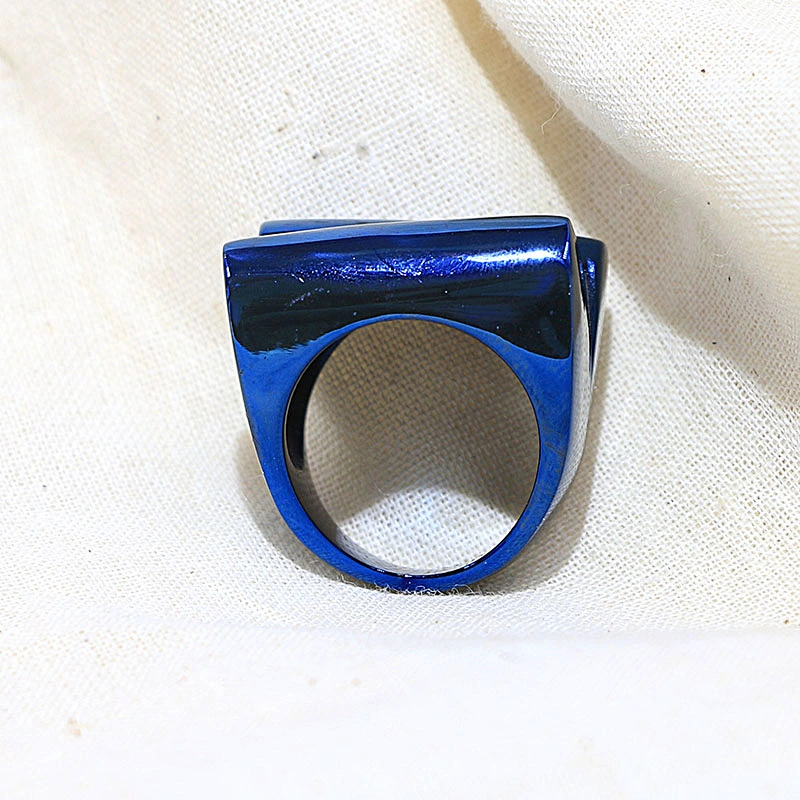 Hot sale stainless steel blue plating heart shaped chunky ring