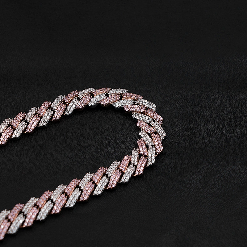 Hip-Hop Style Pink CZ Thick Brass Chain