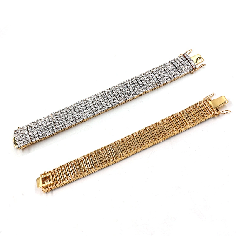 Hit-Hop Style Jewelry Brass CZ shiny Bracelet with Gold Plated