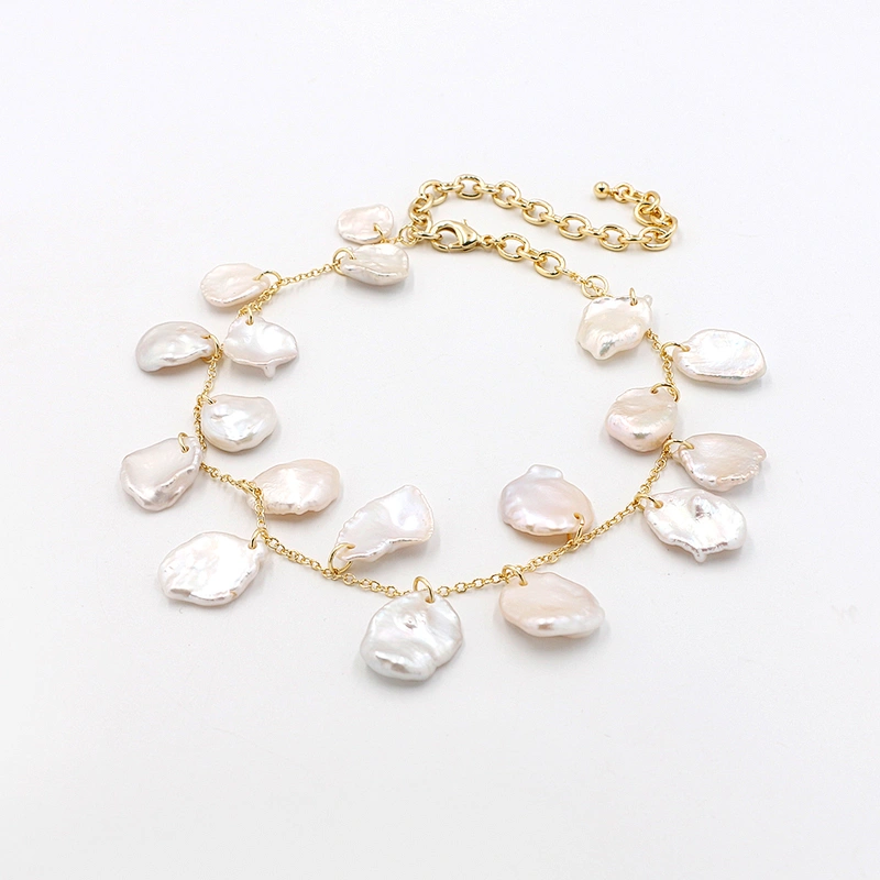 Fashion Design Flat Pearl Necklace
