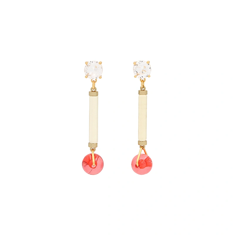 Trendy Jewelry Bead Dangle Earrings CZ Gold Plated Fashion Custom Earring Women