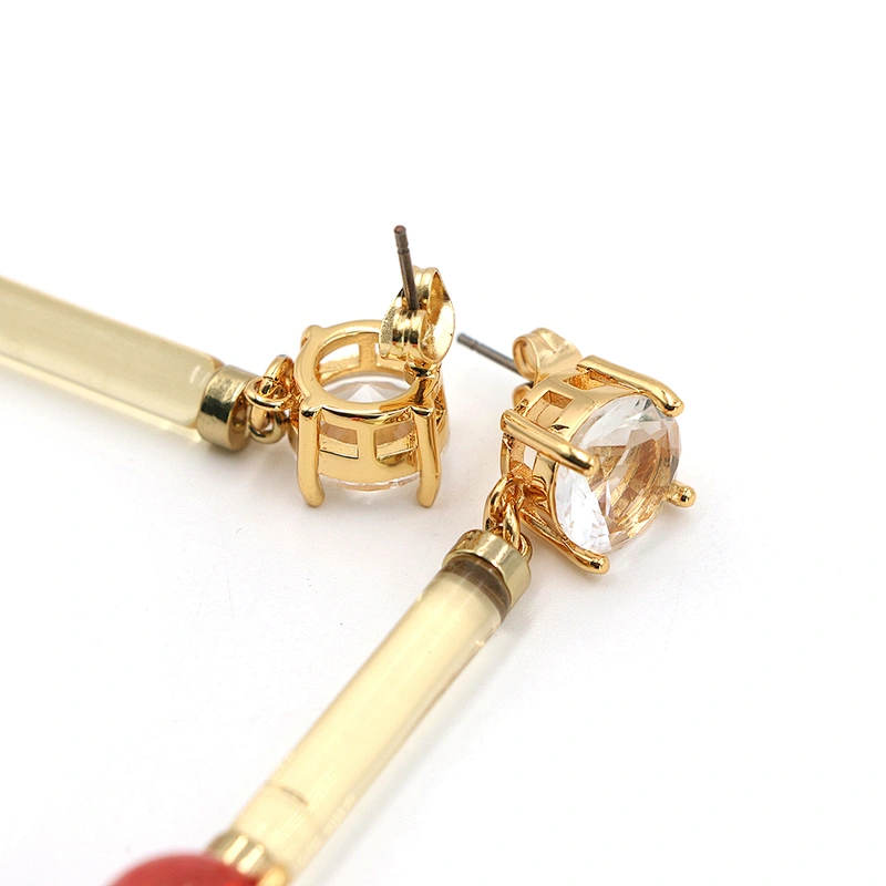 Trendy Jewelry Bead Dangle Earrings CZ Gold Plated Fashion Custom Earring Women