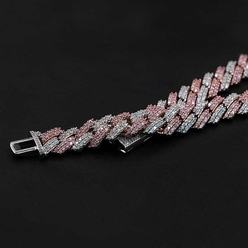 Hip-Hop Style Pink CZ Thick Brass Chain