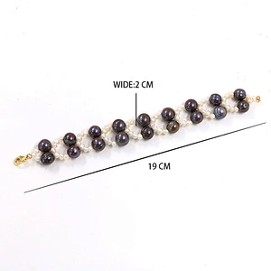 Natural freshwater pearl double layer gold plated lobster clasp bracelet women jewelry