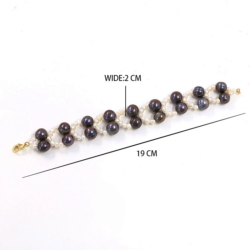 Natural freshwater pearl double layer gold plated lobster clasp bracelet women jewelry