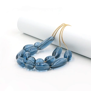 Fashion Blue Double Layers Resin Irregular Shape Necklace