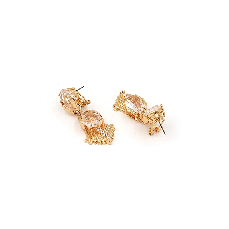 CZ Diamond Earrings Gold Plated Luxury Bridal Jewelry Dangle Earring Crystal Custom