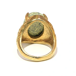 Vintage Style Natural Semi stone Chunky Statement Stainless Steel 18k Gold Plating Ring