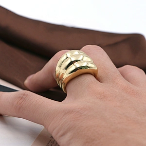 Fashion jewelry Multi layer Gold plated chunky brass ring