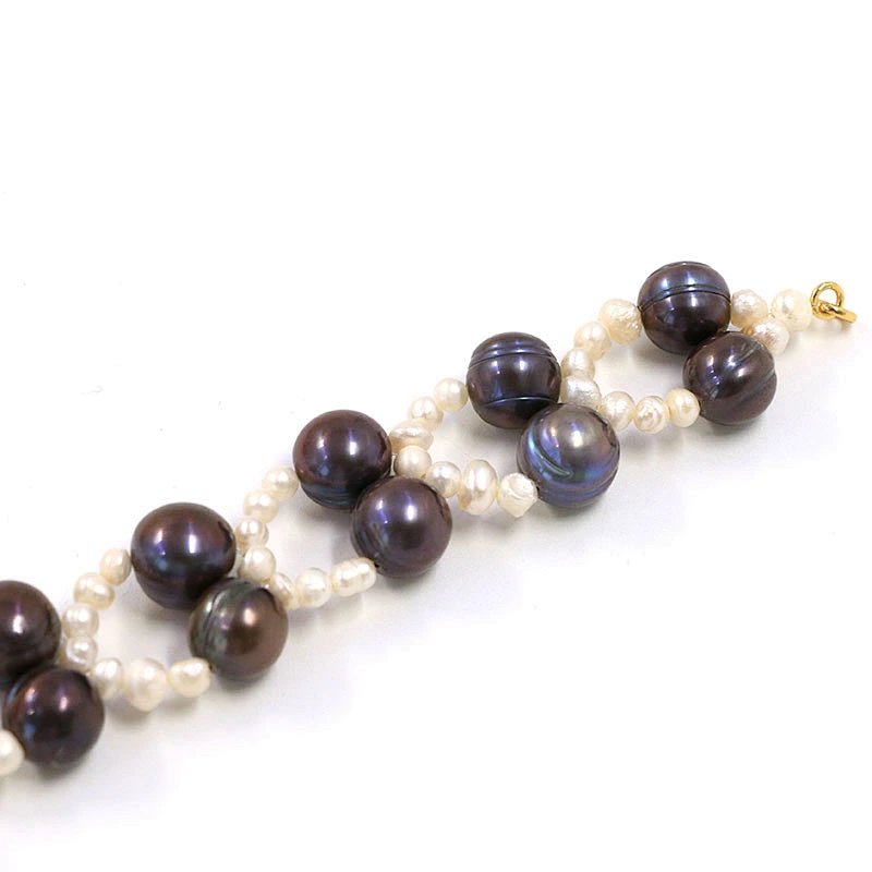 Natural freshwater pearl double layer gold plated lobster clasp bracelet women jewelry