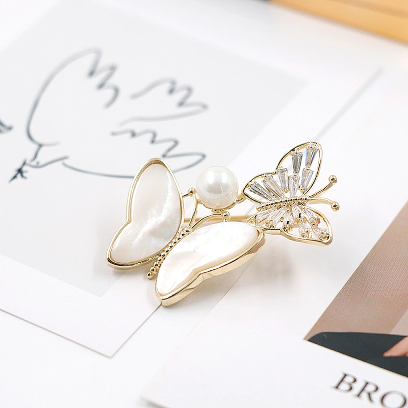 Delicate Butterfly Brooch with Opal and Crystal