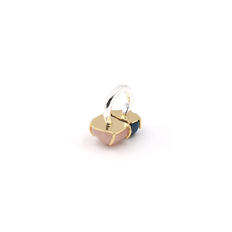 Natural stone gemstones pink quartz silver plating ring fashion jewelry