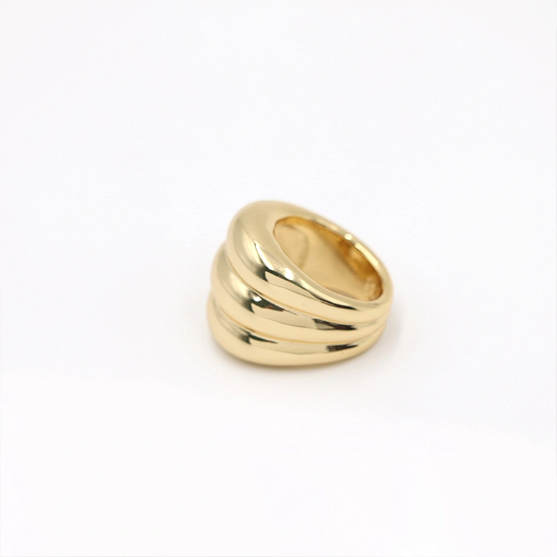 Fashion jewelry Multi layer Gold plated chunky brass ring