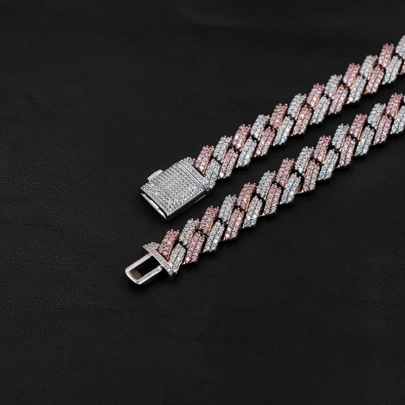 Hip-Hop Style Pink CZ Thick Brass Chain