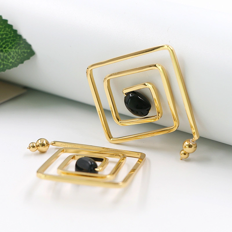 Statement Circle Geometrical Twisted Earrings Fashion Jewelry Custom Gold Plated Earring