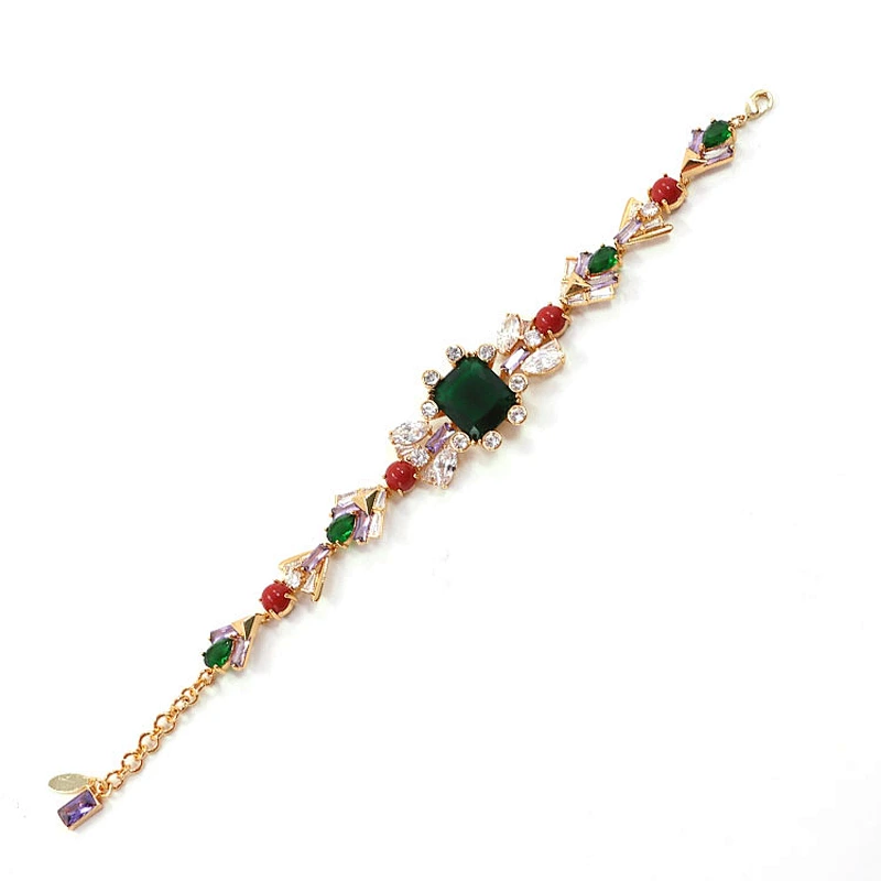 brass multi color crystals bracelet