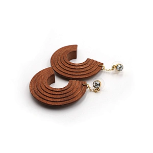 Statement Wood Earrings Whorl Pattern Fashion Earrings Bohe Stud Hoop Earring