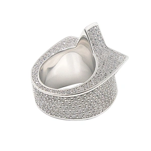 Hip hop silver plated chunky star shape iced out clear rhinestone ring