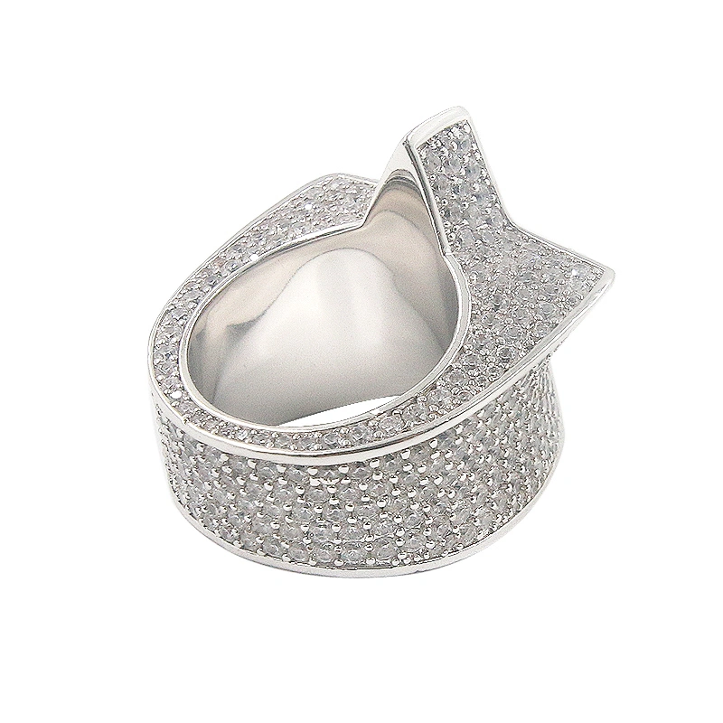 Hip hop silver plated chunky star shape iced out clear rhinestone ring
