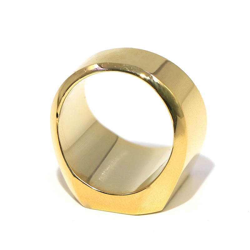 Hot sale custom logo chunky style Gold Plating Stainless Steel Signet Ring