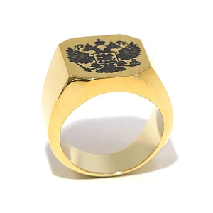 Hot sale custom logo chunky style Gold Plating Stainless Steel Signet Ring