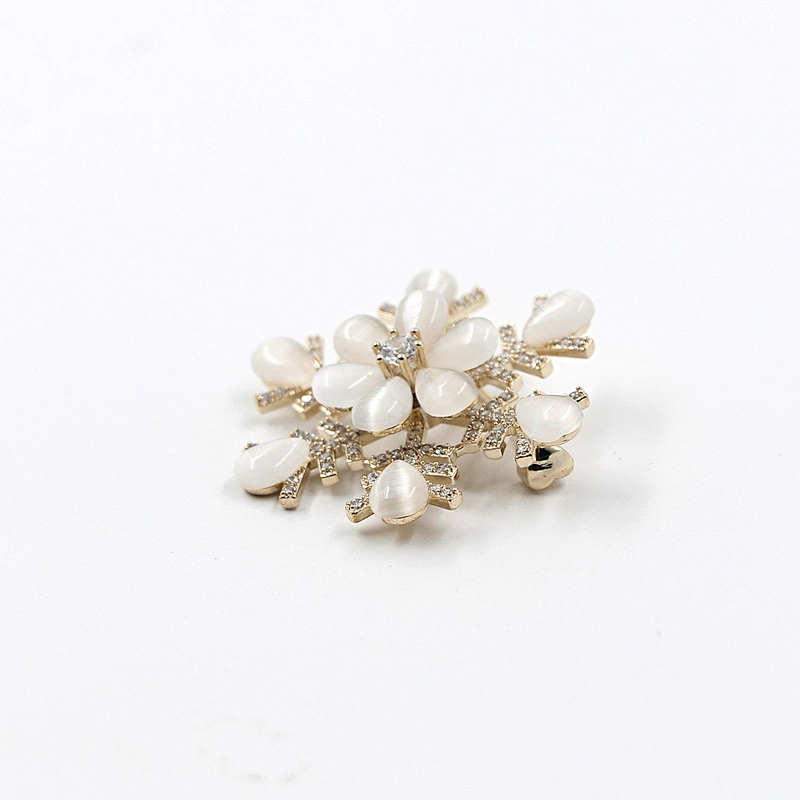 Delicate Snowflake Rotatable Brooch with Opal and Crystal