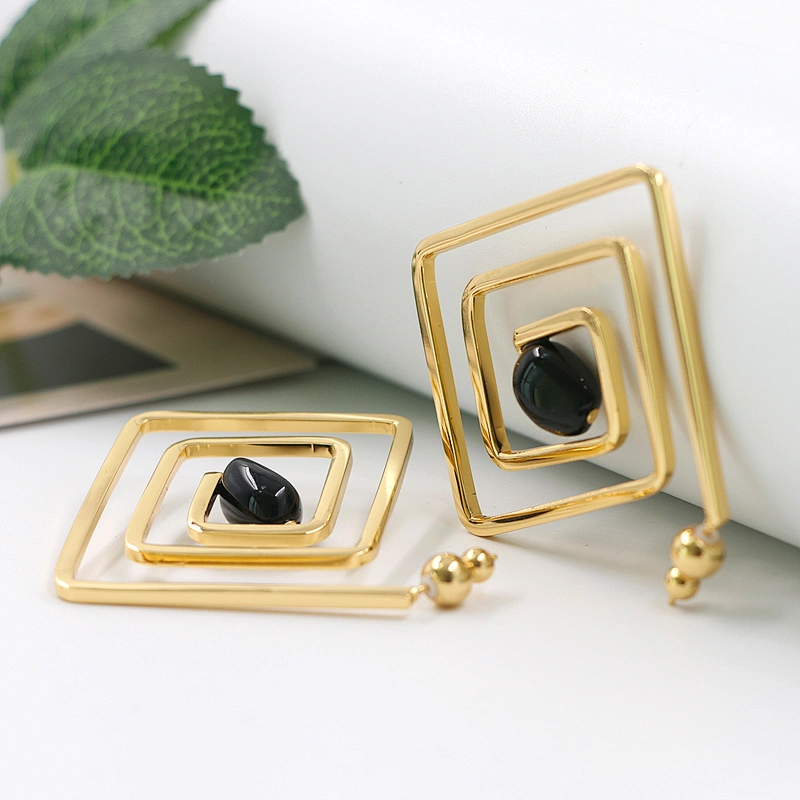 Statement Circle Geometrical Twisted Earrings Fashion Jewelry Custom Gold Plated Earring