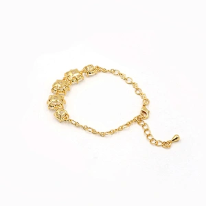 Trendy jewelry five yellow rectangle crystal adjustable gold plated chain bracelet