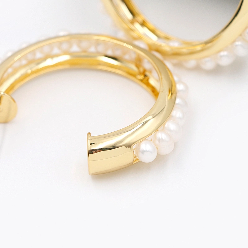 OEM Custom Hoop Pearl Earrings China Factory Jewelry Gold Plated