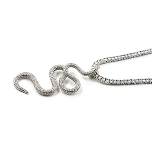 Hip hop iced out CZ stone snake silver plated high-quality pendant