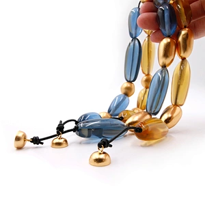 Custom Resin Gold Plated Blue Yellow Irregular Shape Chain