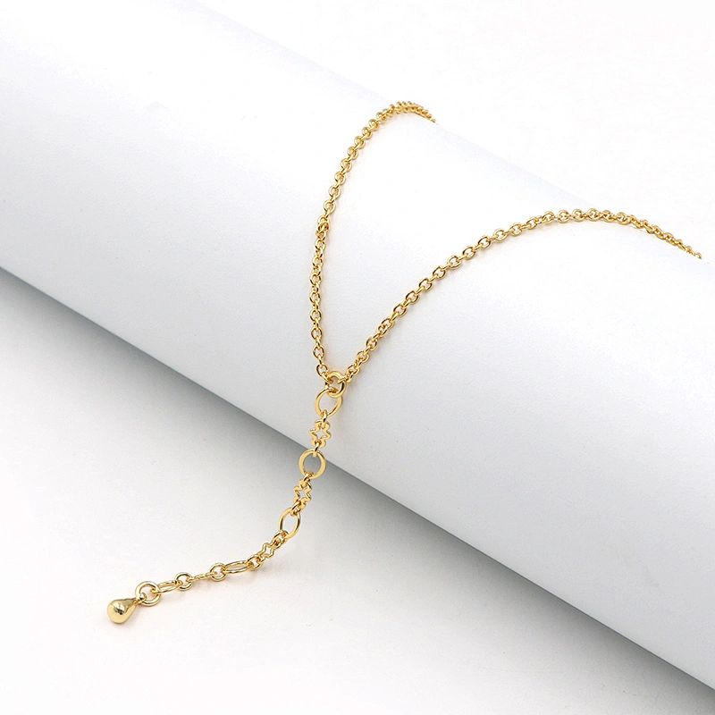 Elegant Yellow Natural Stone Real Gold Plated Necklace