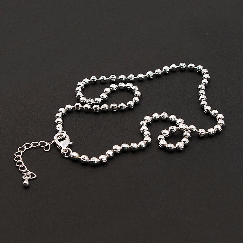 Minimalism Silver Plated Bead Brass Chain