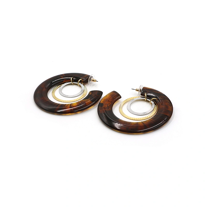 Fashion Trendy Acetate Hoop Earrings Customization Woman Jewelry China Resin Earring Accessories