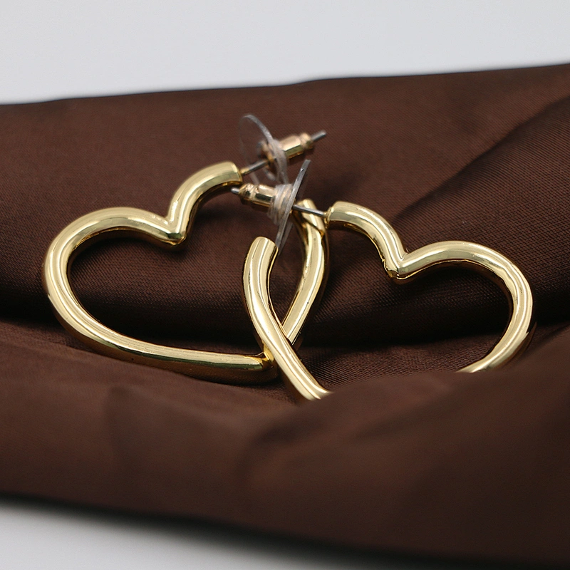 Brass Love Shape Big Earring Hoop Stainless Steel Custom Fashion Earring Gold Plated