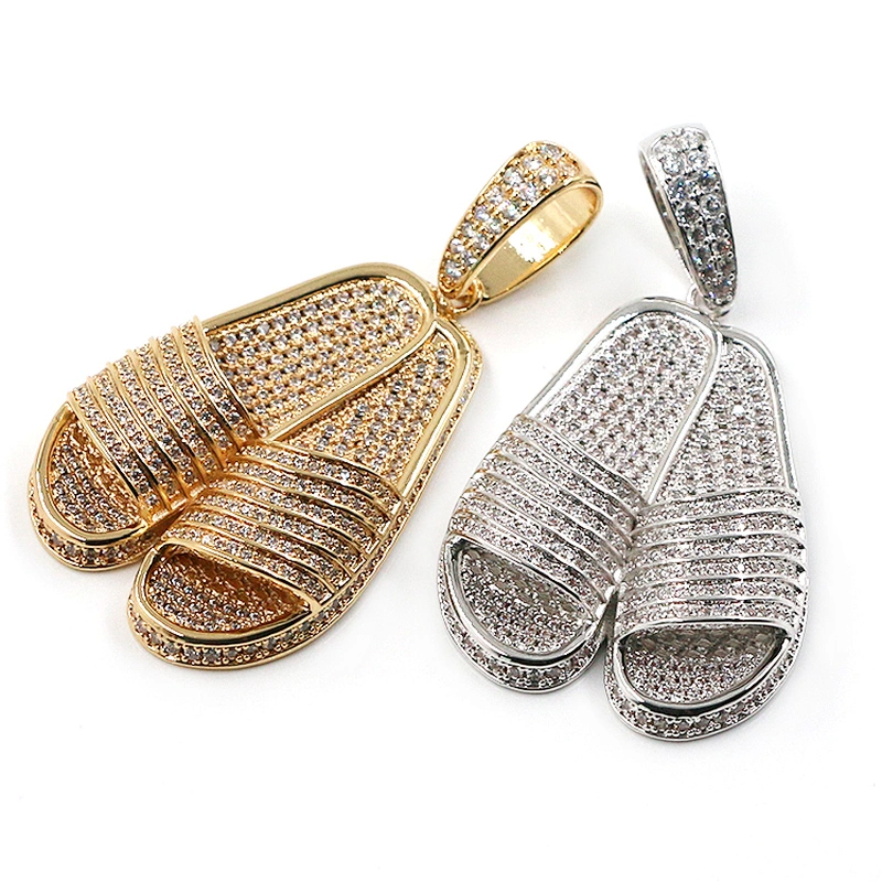 Hip hop jewelry streetwear iced out zircon slipper pendant