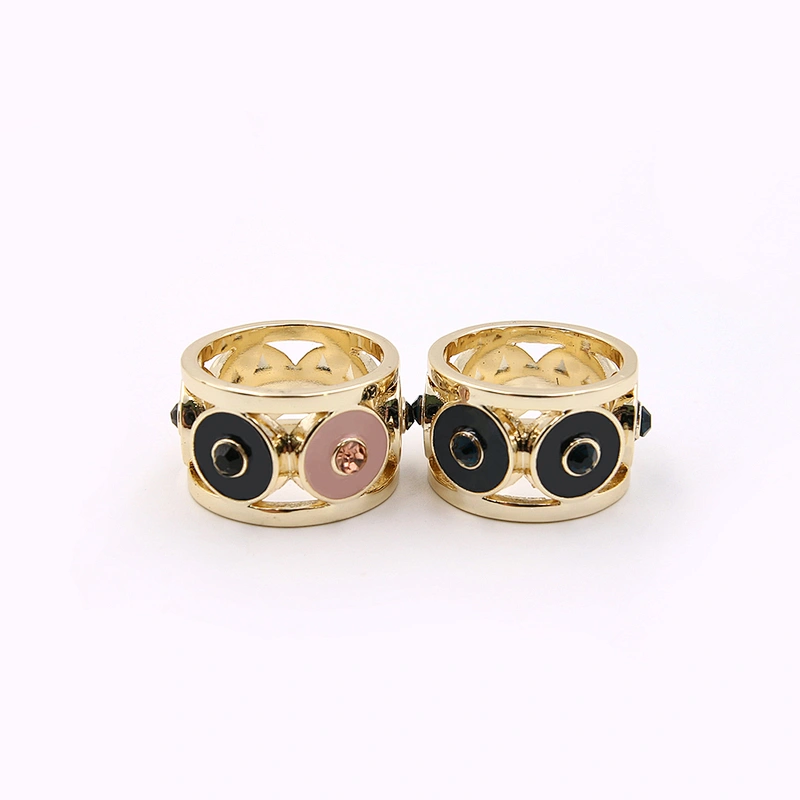 Fashion jewelry enamel gold plated band ring with crystal