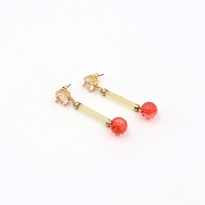 Trendy Jewelry Bead Dangle Earrings CZ Gold Plated Fashion Custom Earring Women