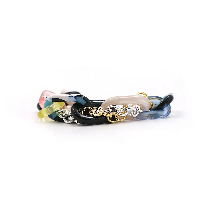 Fashion multi-color resin acrylic link chain bracelet