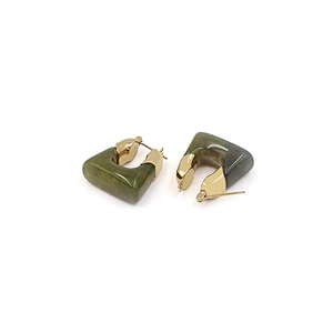 Fashion Resin Earrings Custom Trendy Jewelry Acetate Square Shape Brass Stone Earring