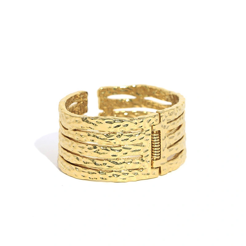 Fashion Design Gold Plated Brass Chunky Multi Layer Hiphop Cuff Bangle Bracelet