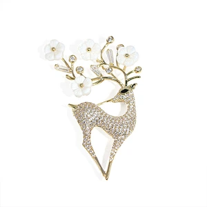 Delicate Deer Gold Plated Brass Brooch with Enamel